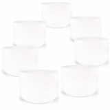 Conjunto de 7 taças de cristal de quartzo opacas - Chacra Set