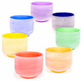 Conjunto de 7 taças de cristal quartzo coloridas - Chacra Set